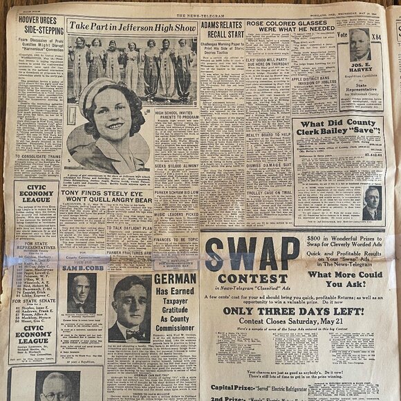 Vintage Newspaper 1932 Oregon's News-Telegram - Lindbergh Hoax - Picture 4 of 12